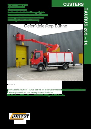 Přívěsné kloubové pracovní plošiny Custers Taurus 265-16