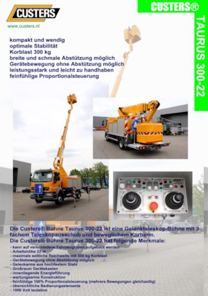 Přívěsné kloubové pracovní plošiny Custers Taurus 300-22