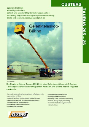 Přívěsné kloubové pracovní plošiny Custers Taurus 330-26