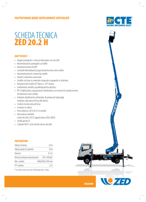 Přívěsné kloubové pracovní plošiny CTE ZED 20.2 H