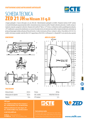 Přívěsné kloubové pracovní plošiny CTE ZED 21 JH