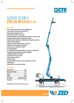 Přívěsné kloubové pracovní plošiny CTE ZED 26 JH
