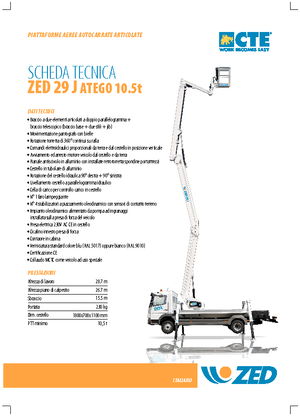 Přívěsné kloubové pracovní plošiny CTE ZED 29 J