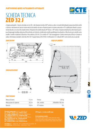 Přívěsné kloubové pracovní plošiny CTE ZED 32 J