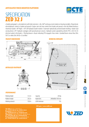 Přívěsné kloubové pracovní plošiny CTE ZED 32 J