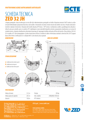 Přívěsné kloubové pracovní plošiny CTE ZED 32 JH