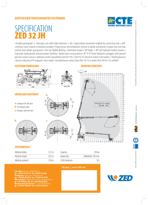 Přívěsné kloubové pracovní plošiny CTE ZED 32 JH