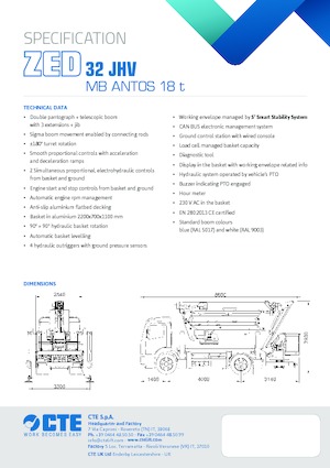 Přívěsné kloubové pracovní plošiny CTE ZED 32 JHV
