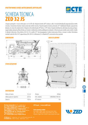 Přívěsné kloubové pracovní plošiny CTE ZED 32 JS