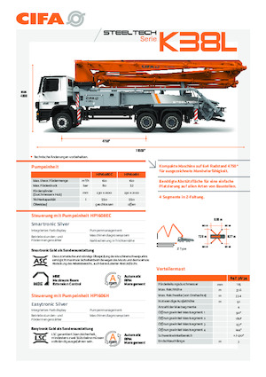 Autočerpadla betonu CIFA K38L