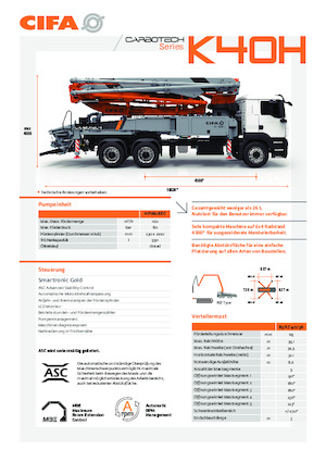 Autočerpadla betonu CIFA K40H