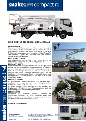 Přívěsné kloubové pracovní plošiny Oil & Steel Snake 2311REL