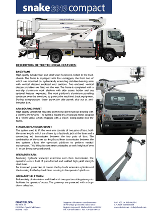 Přívěsné kloubové pracovní plošiny Oil & Steel Snake 2815 Compact
