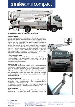 Přívěsné kloubové pracovní plošiny Oil & Steel Snake 2815 Compact