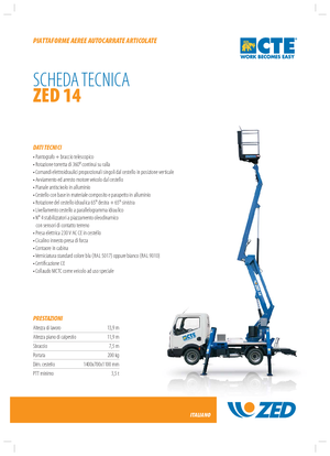 Přívěsné kloubové pracovní plošiny CTE Z 14