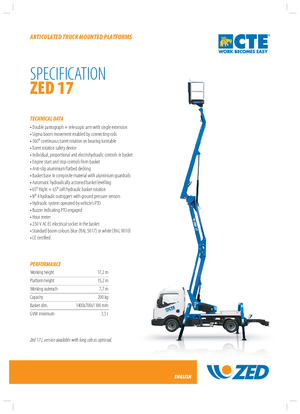 Přívěsné kloubové pracovní plošiny CTE Z 17
