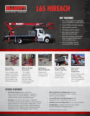 Autoplošiny s teleskopickým výložníkem Elliott Equipment L65R HiReach