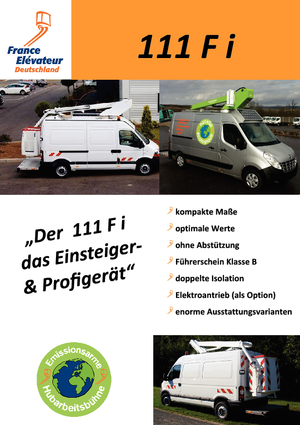 Autoplošiny s teleskopickým výložníkem France Elévateur 111 F i