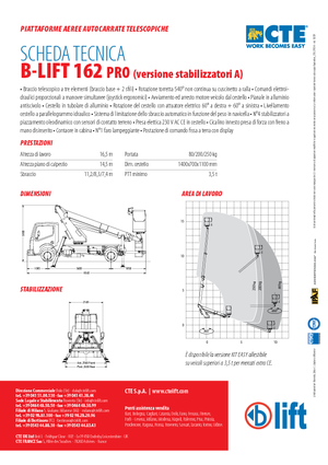 Autoplošiny s teleskopickým výložníkem CTE B-Lift 162 Pro-A