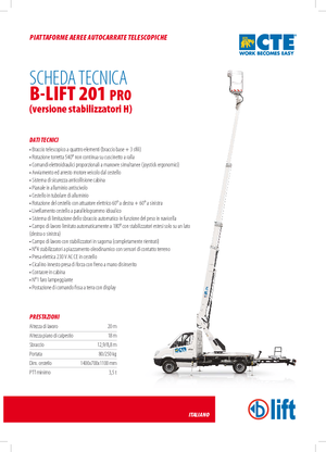 Autoplošiny s teleskopickým výložníkem CTE B-Lift 201 Pro-H