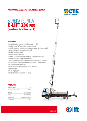 Autoplošiny s teleskopickým výložníkem CTE B-Lift 230 Pro-A