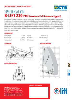 Autoplošiny s teleskopickým výložníkem CTE B-Lift 230 Pro-H