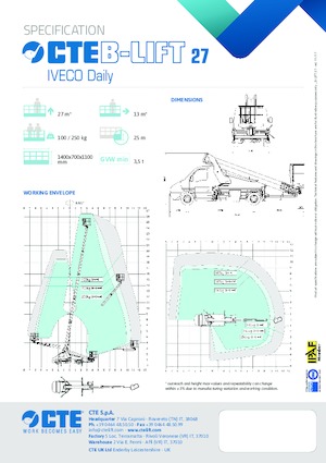 Autoplošiny s teleskopickým výložníkem CTE B-Lift 27