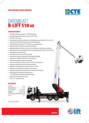 Autoplošiny s teleskopickým výložníkem CTE B-Lift 510 HR