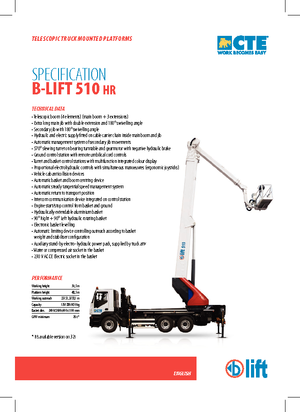 Autoplošiny s teleskopickým výložníkem CTE B-Lift 510 HR