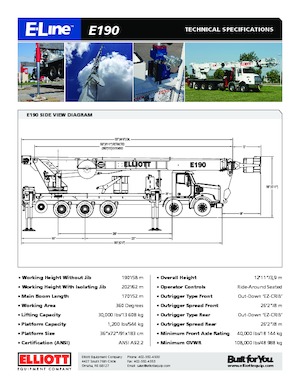 Autoplošiny s teleskopickým výložníkem Elliott Equipment E190 E-Line