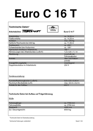 Autoplošiny s teleskopickým výložníkem TEUPEN Euro C 16 T