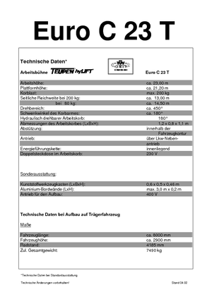 Autoplošiny s teleskopickým výložníkem TEUPEN Euro C 23 T