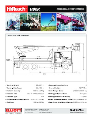 Autoplošiny s teleskopickým výložníkem Elliott Equipment H90R HiReach