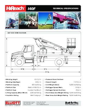 Autoplošiny s teleskopickým výložníkem Elliott Equipment I40F HIREACH
