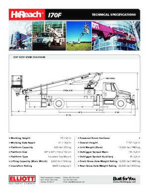 Autoplošiny s teleskopickým výložníkem Elliott Equipment I70F HiReach