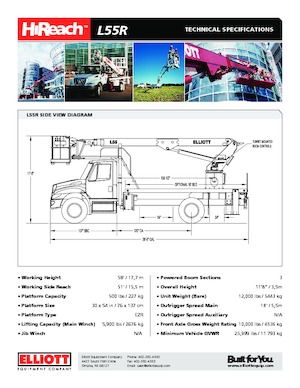 Autoplošiny s teleskopickým výložníkem Elliott Equipment L55R HiReach 