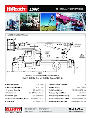 Autoplošiny s teleskopickým výložníkem Elliott Equipment L60R HiReach 