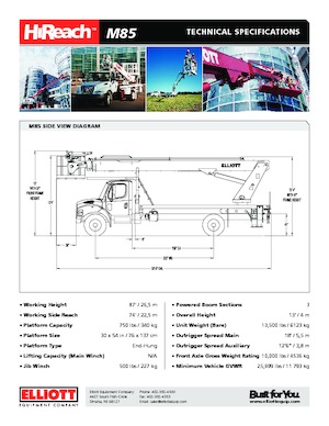 Autoplošiny s teleskopickým výložníkem Elliott Equipment M85 HiReach 