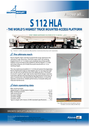 Autoplošiny s teleskopickým výložníkem Bronto Skylift S 112 HLA