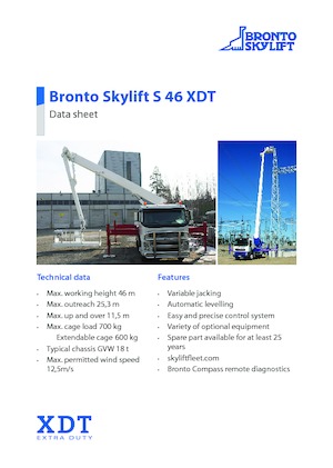Autoplošiny s teleskopickým výložníkem Bronto Skylift S 46 XDT