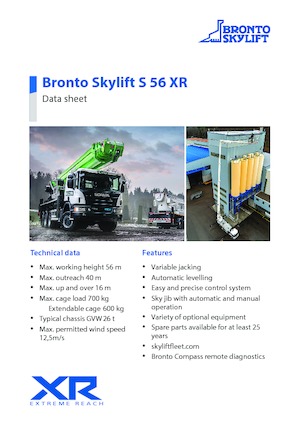 Autoplošiny s teleskopickým výložníkem Bronto Skylift S 56 XR