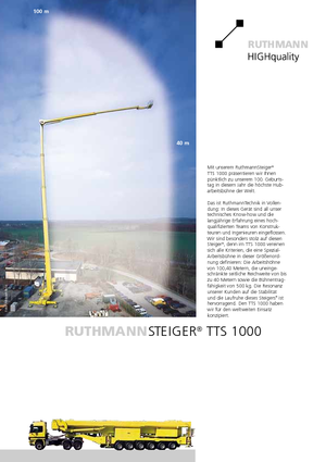 Autoplošiny s teleskopickým výložníkem Ruthmann TTS 1000