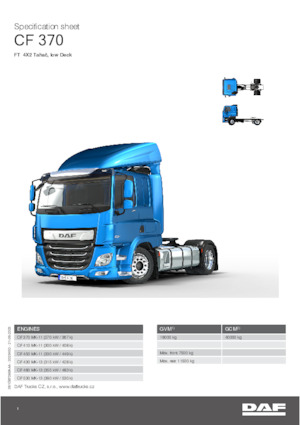 Tahače DAF CF 370 FT Low Deck