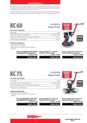 Ručně vedené hladičky betonu Breaker KC 75-04