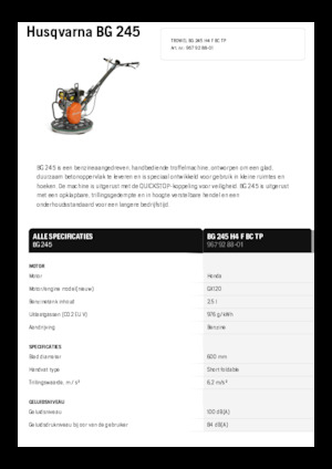 Ručně vedené hladičky betonu Husqvarna BG 245