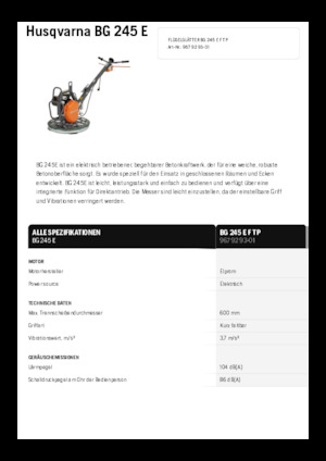 Ručně vedené hladičky betonu Husqvarna BG 245E