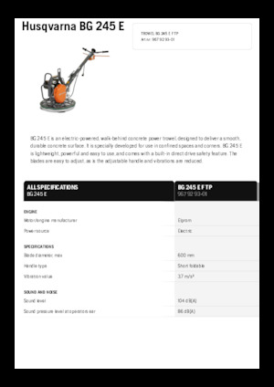 Ručně vedené hladičky betonu Husqvarna BG 245E