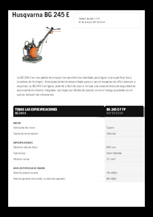 Ručně vedené hladičky betonu Husqvarna BG 245E