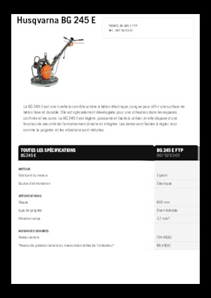 Ručně vedené hladičky betonu Husqvarna BG 245E