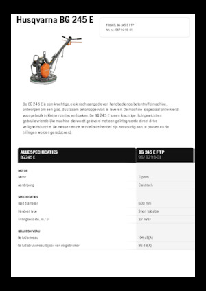 Ručně vedené hladičky betonu Husqvarna BG 245E